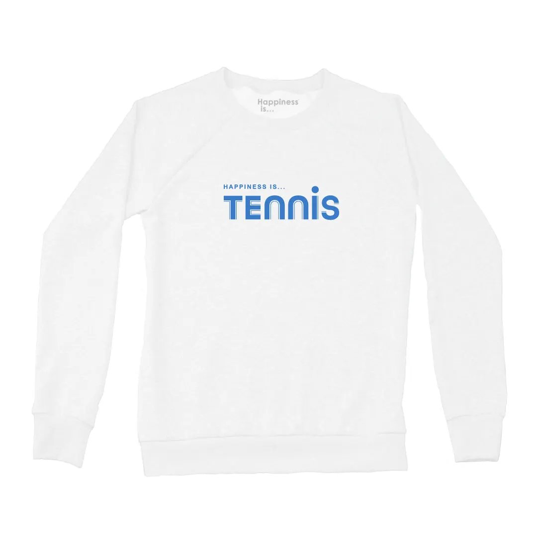 Women's Tennis Crew Sweatshirt, White with Blue by Tennis Collection