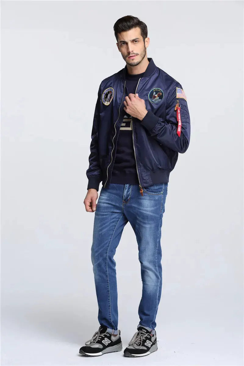 2023 Thin MA-1 hip hop streetwear letterman varsity jacket american college style wholesale baseball bomber flight jacket men by Vimost Shop