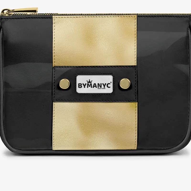 Handbag BYMANYC ® New York – Couture Vegan Vertical Band in Black & Gold Luxe by BYMANYC ® New York