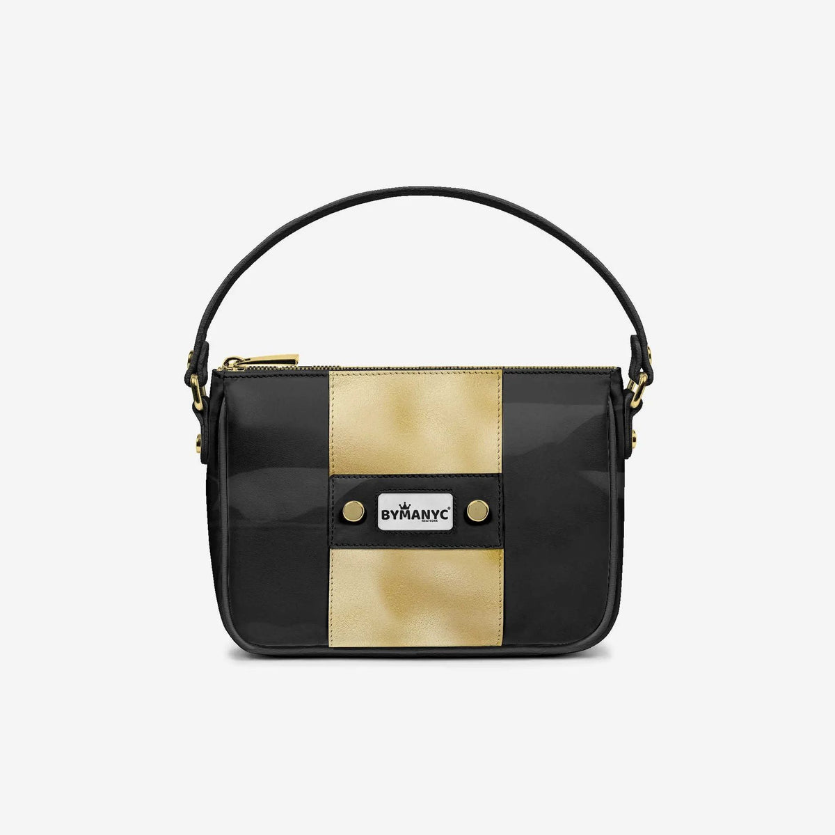 Handbag BYMANYC ® New York – Couture Vegan Vertical Band in Black & Gold Luxe by BYMANYC ® New York