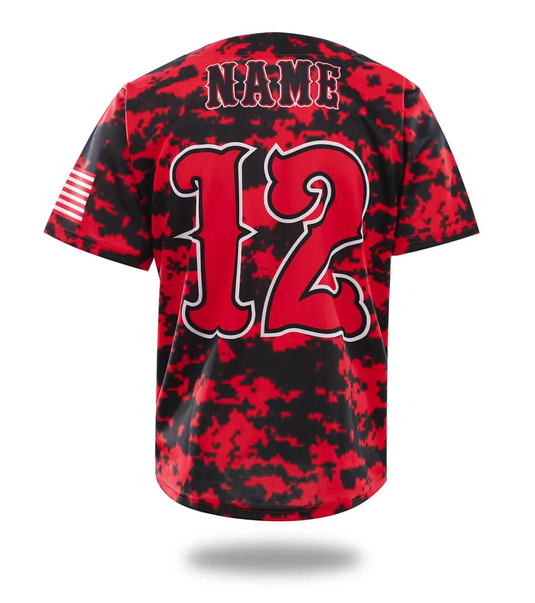 Custom Red Camo Baseball Jersey by Vimost Sportswear