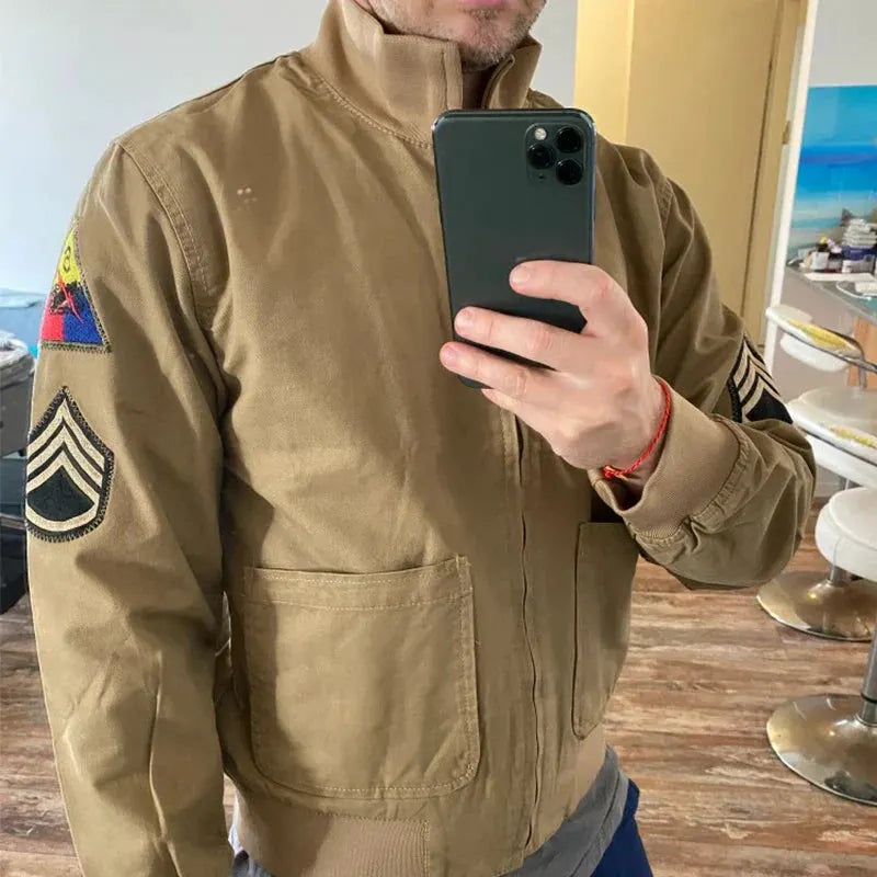 Fury Brad Pitt WW2 US Army Military Tanker Jackets Khaki Cotton Field Combat Outwear Uniforms Spring Autumn Lightweight Coats by Vimost Shop
