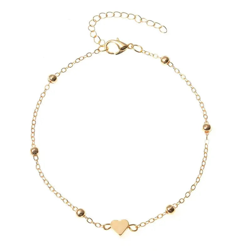 Trendy Beads Multilayer Summer Heart Anklet For Woman Bohemian Vintage Footwear Leg Bracelets 2021 Female Foot Jewelry Gifts New by Maiden-Art