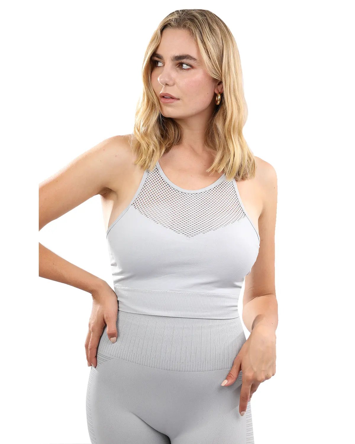 Helia Seamless Sports Bra - Grey by Savoy Active