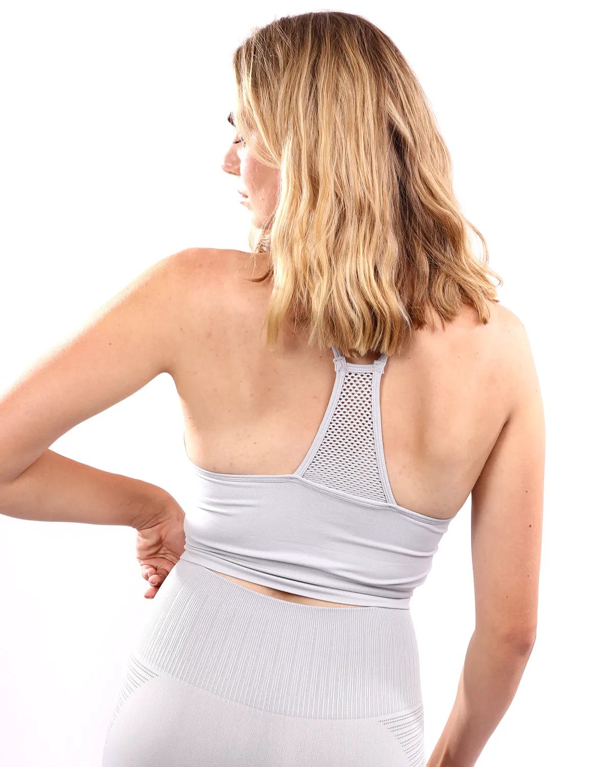 Helia Seamless Sports Bra - Grey by Savoy Active