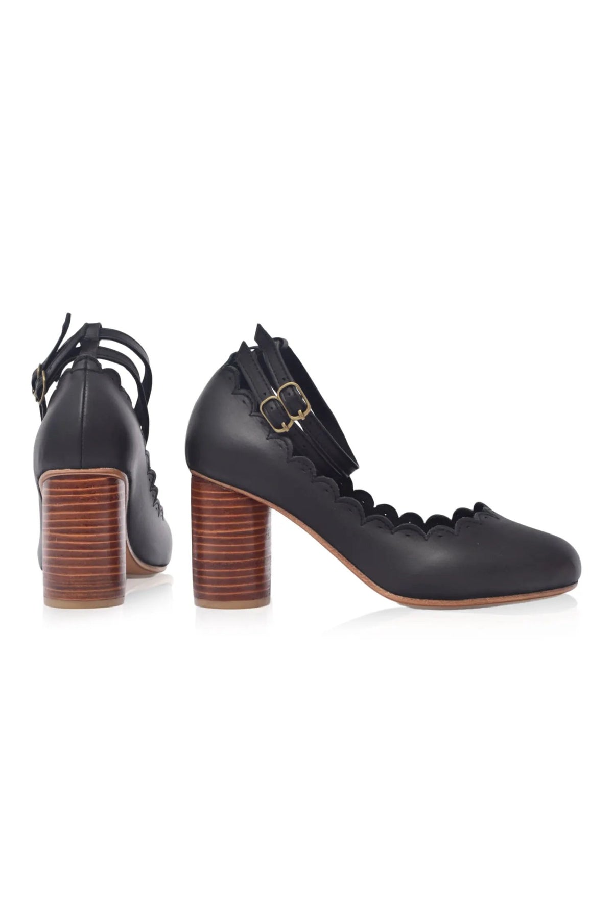 Hermosa Round Heel Leather Pumps by ELF