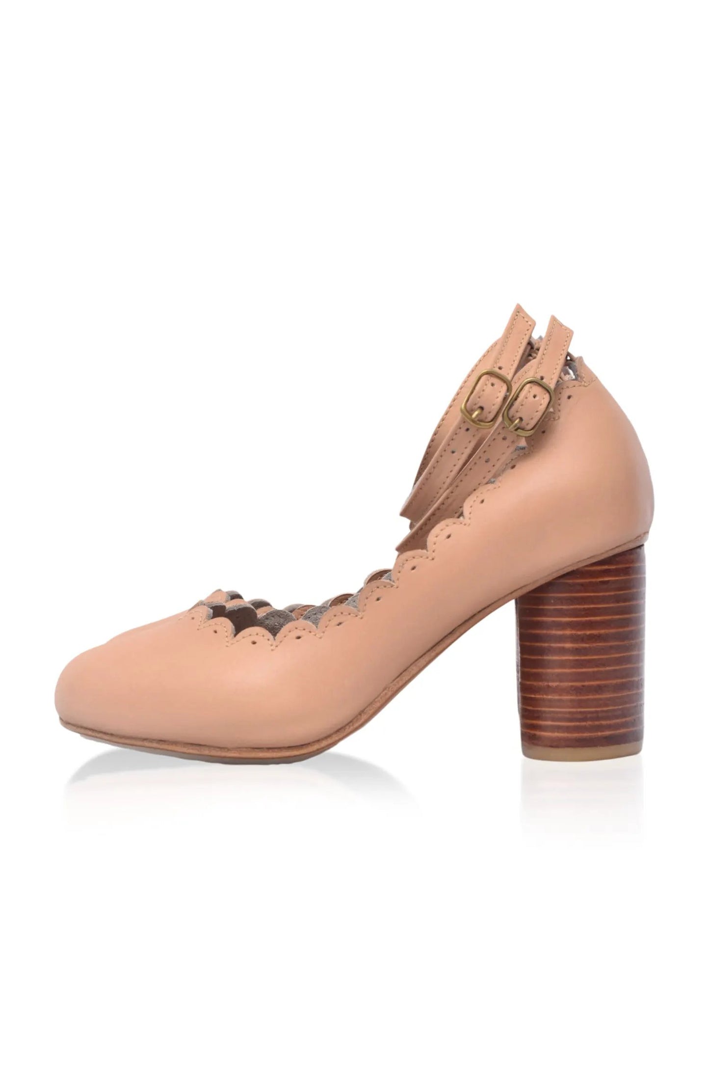 Hermosa Round Heel Leather Pumps by ELF