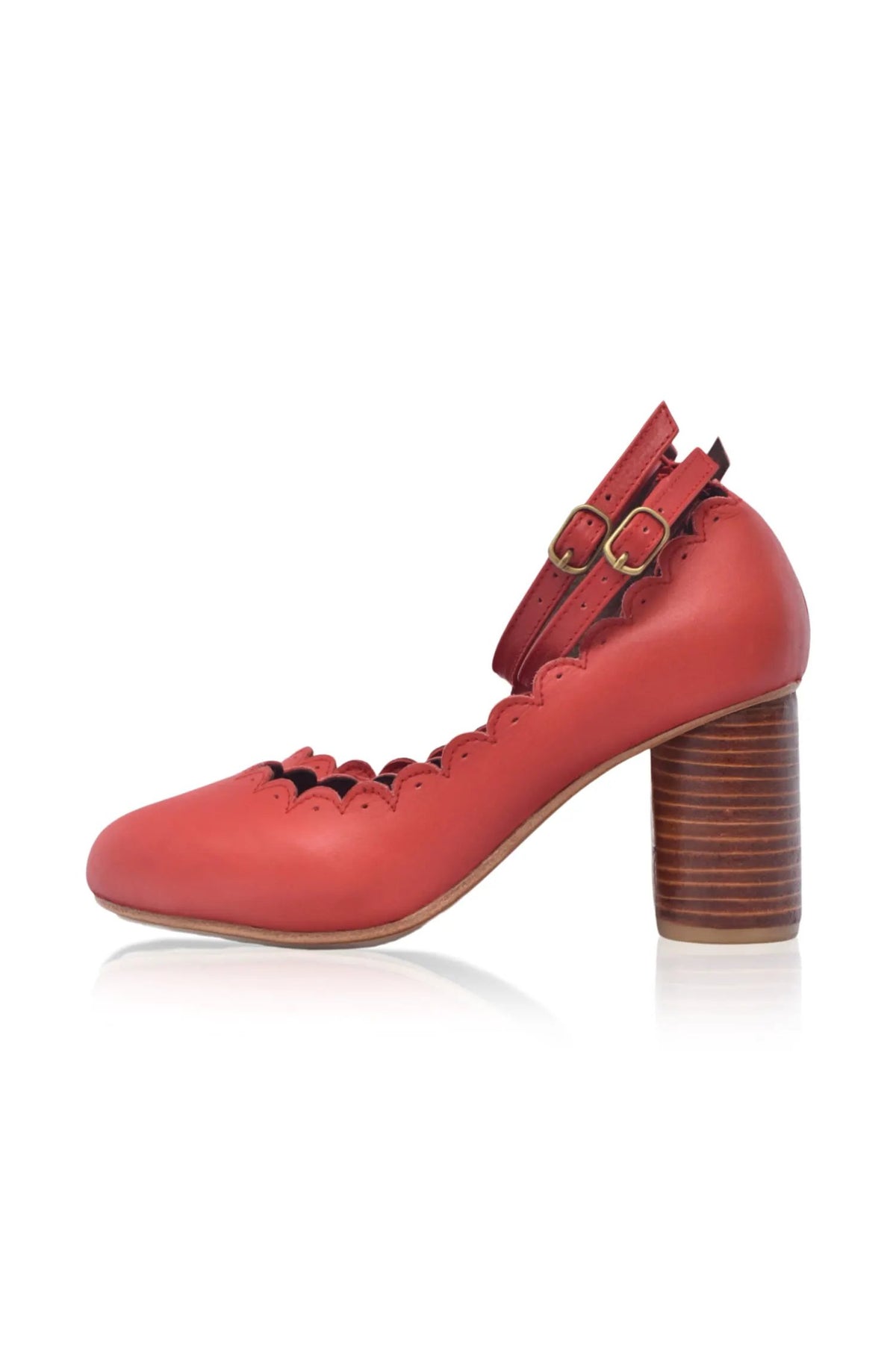 Hermosa Round Heel Leather Pumps by ELF