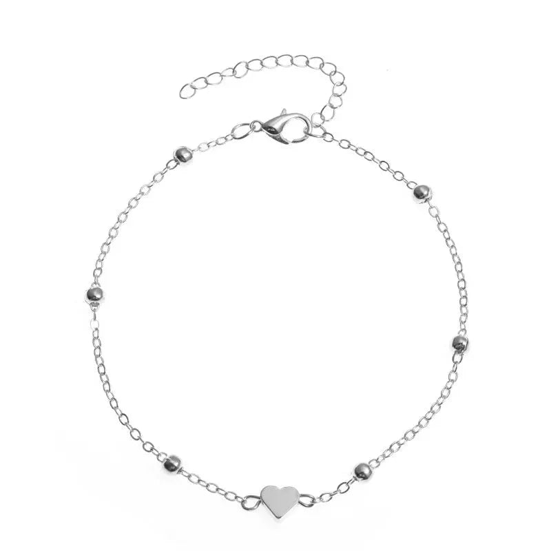 Trendy Beads Multilayer Summer Heart Anklet For Woman Bohemian Vintage Footwear Leg Bracelets 2021 Female Foot Jewelry Gifts New by Maiden-Art