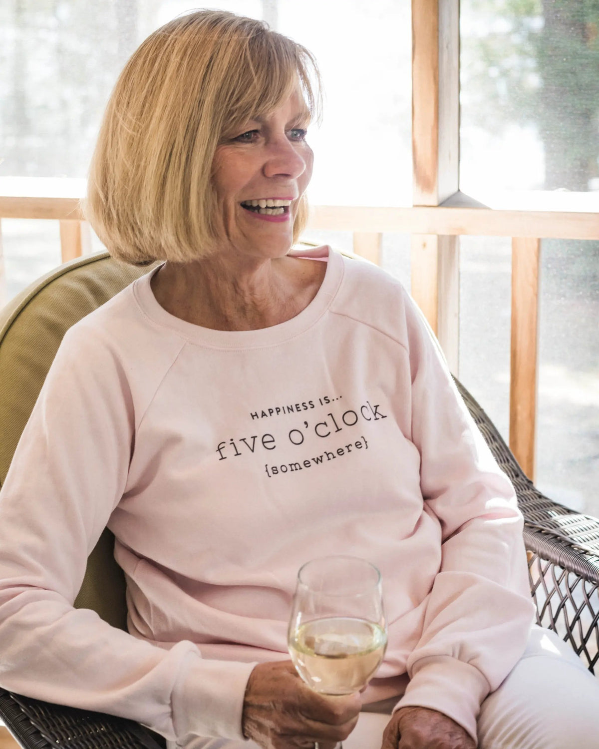 Women's Five O'Clock Crew Sweatshirt, Ballet Pink by Celebrate Collection