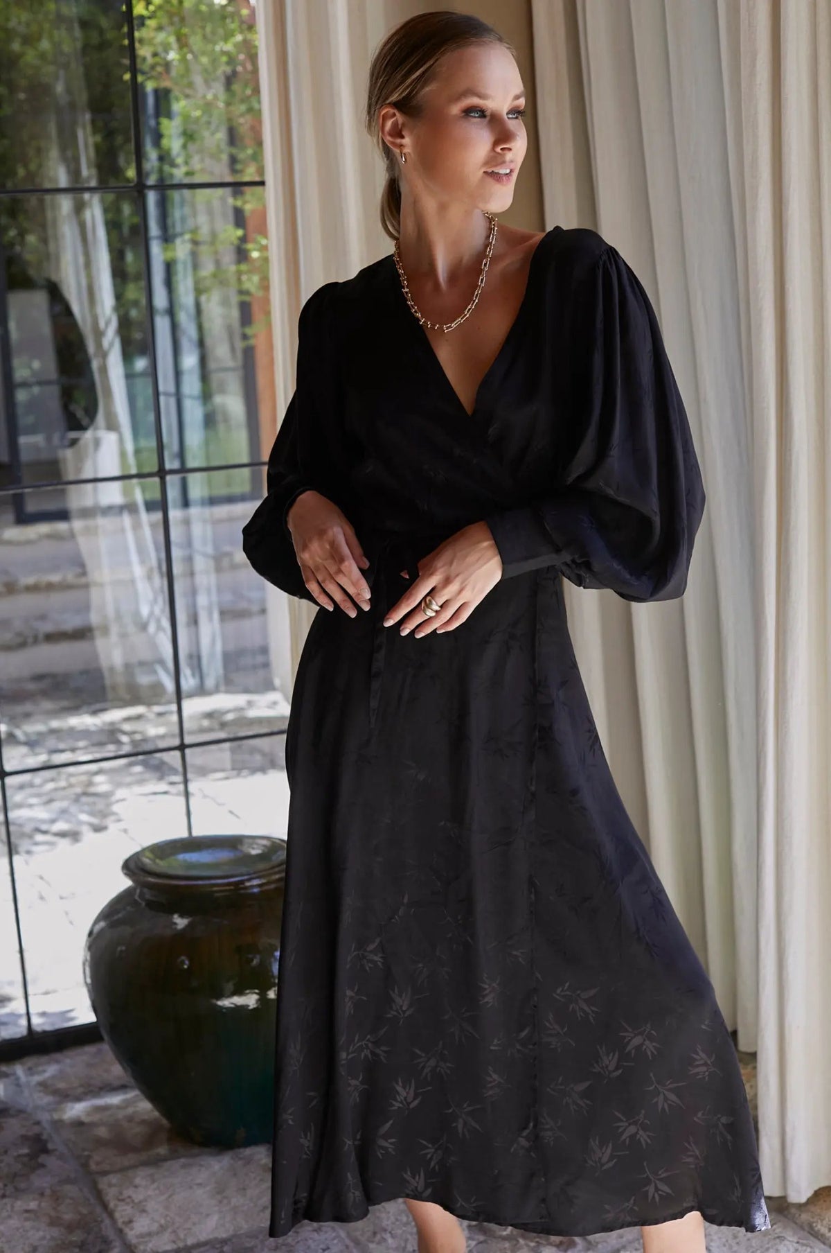 Isabella Long Sleeve Wrap Dress (Sale) by ELF
