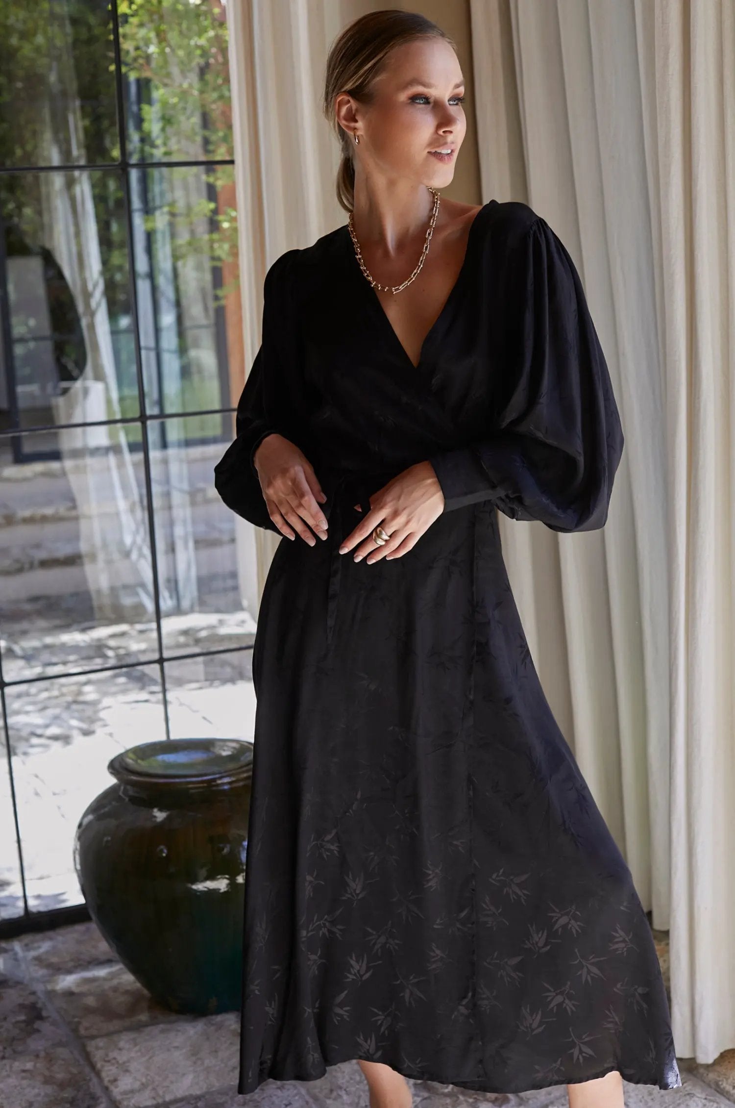 Isabella Long Sleeve Wrap Dress (Sale) by ELF
