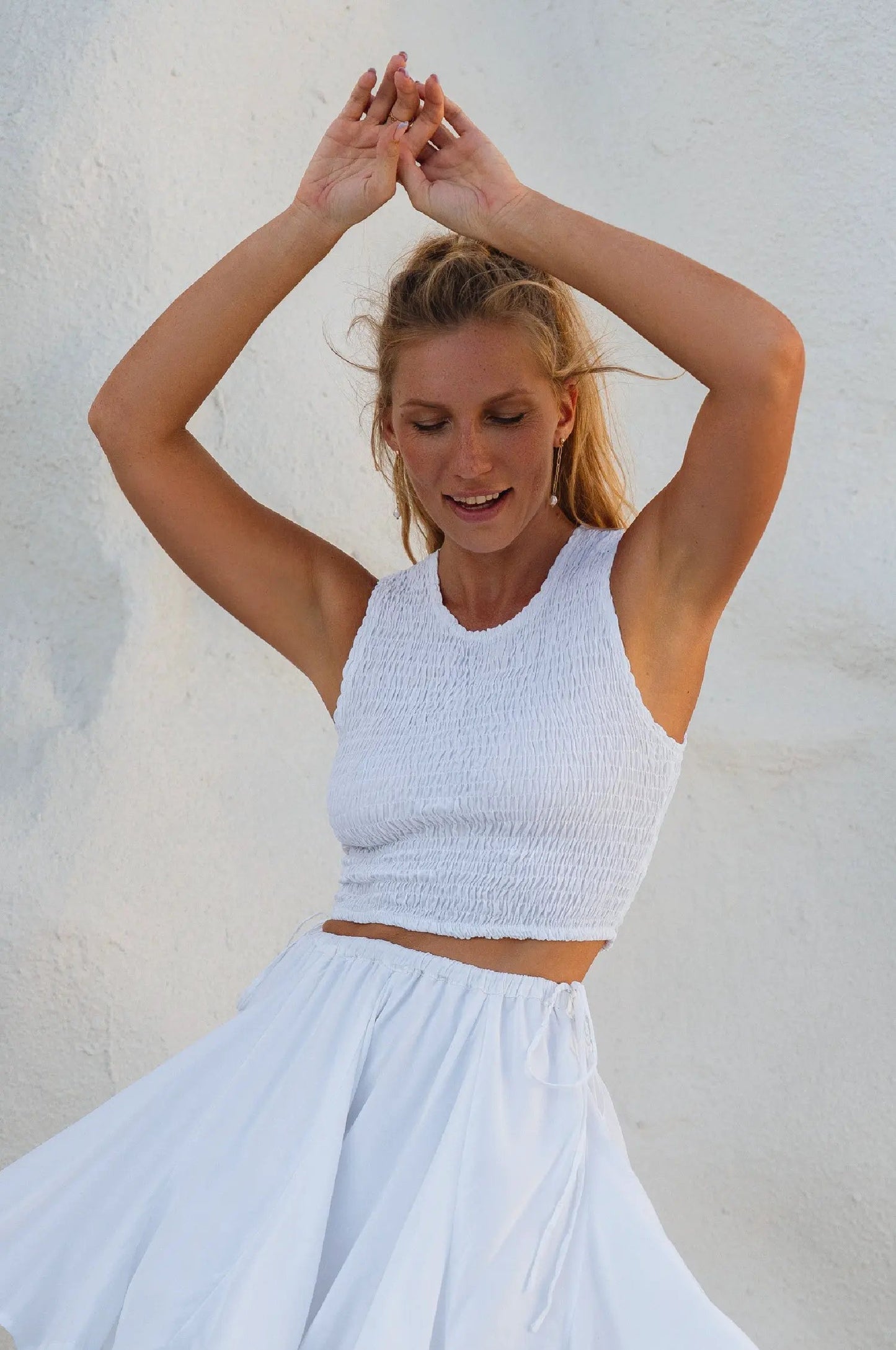 Island Days Smocked Cropped Top (Sale) by ELF