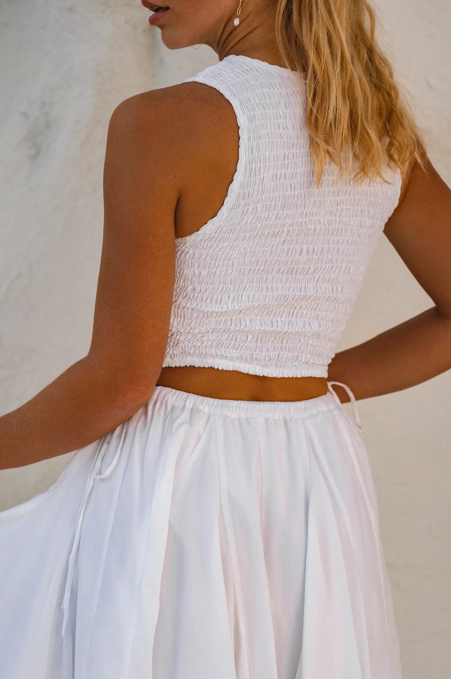 Island Days Smocked Cropped Top (Sale) by ELF