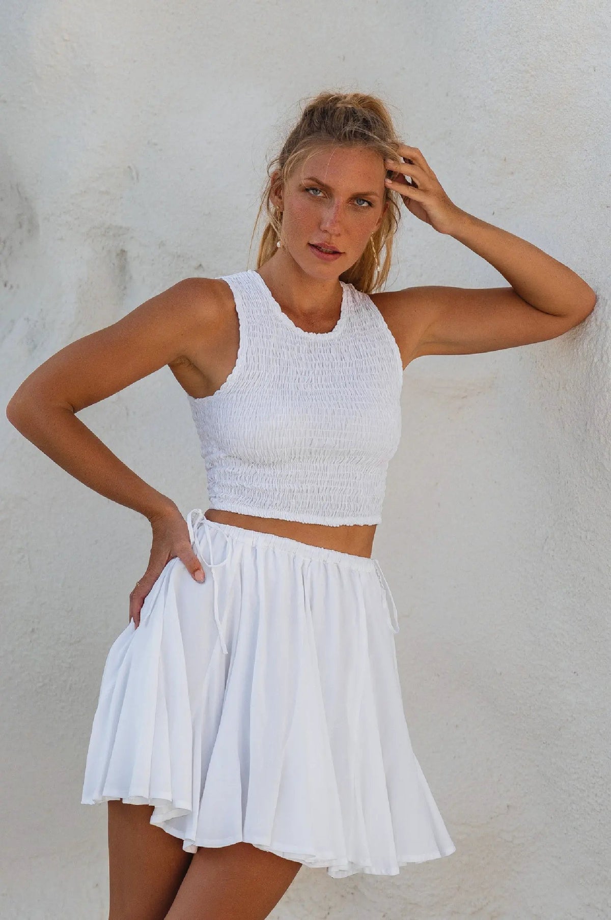 Island Days Smocked Cropped Top (Sale) by ELF