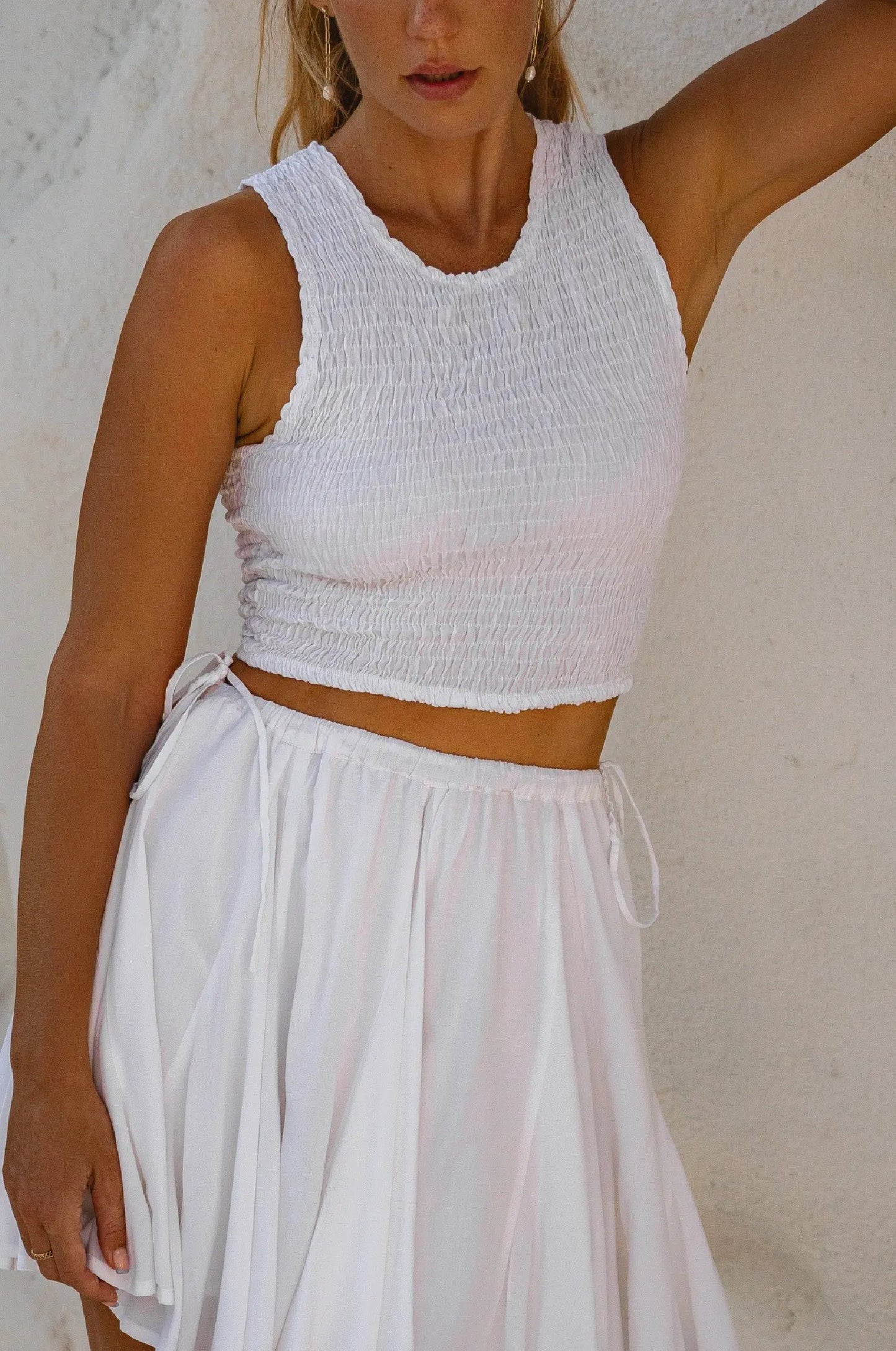 Island Days Smocked Cropped Top (Sale) by ELF