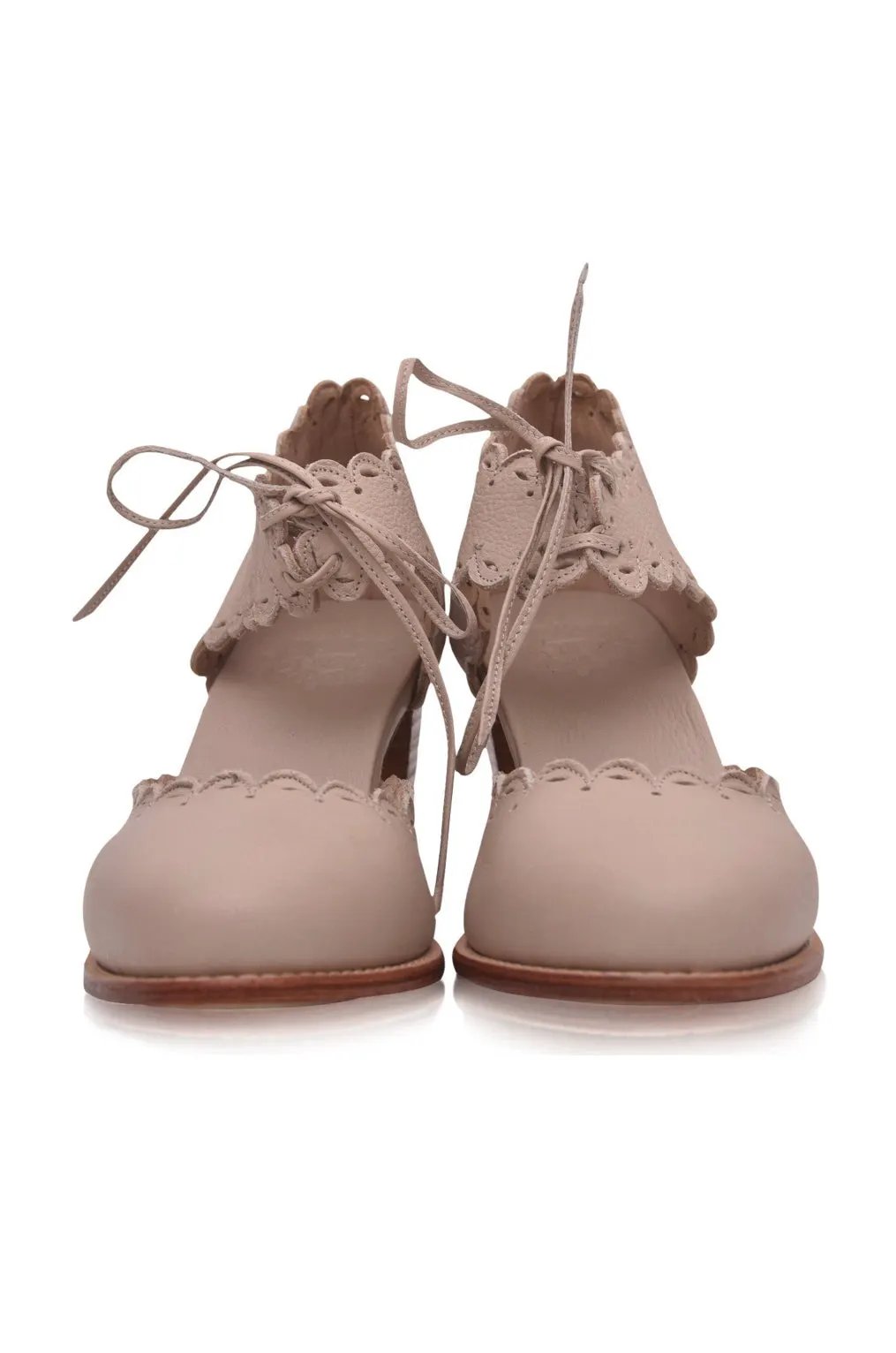 Dance Queen Scalloped Leather Heels by ELF