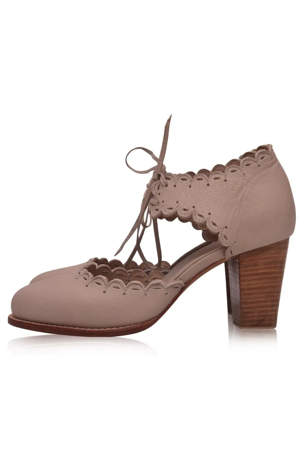 Dance Queen Scalloped Leather Heels by ELF