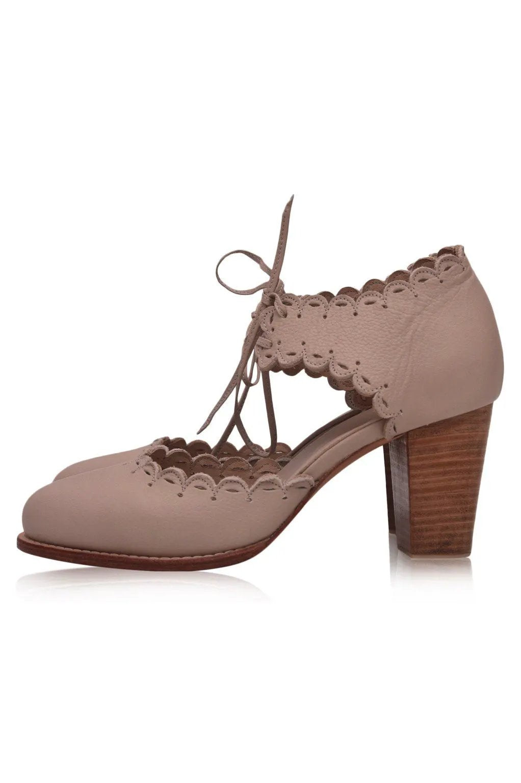 Dance Queen Scalloped Leather Heels by ELF