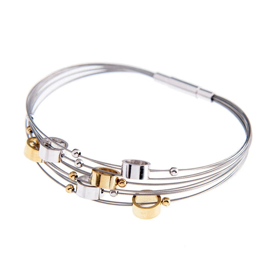 Gala Design Luna Gold Bracelet Magnetic Clasp 925 Sterling Silver For Women by Jwls4u