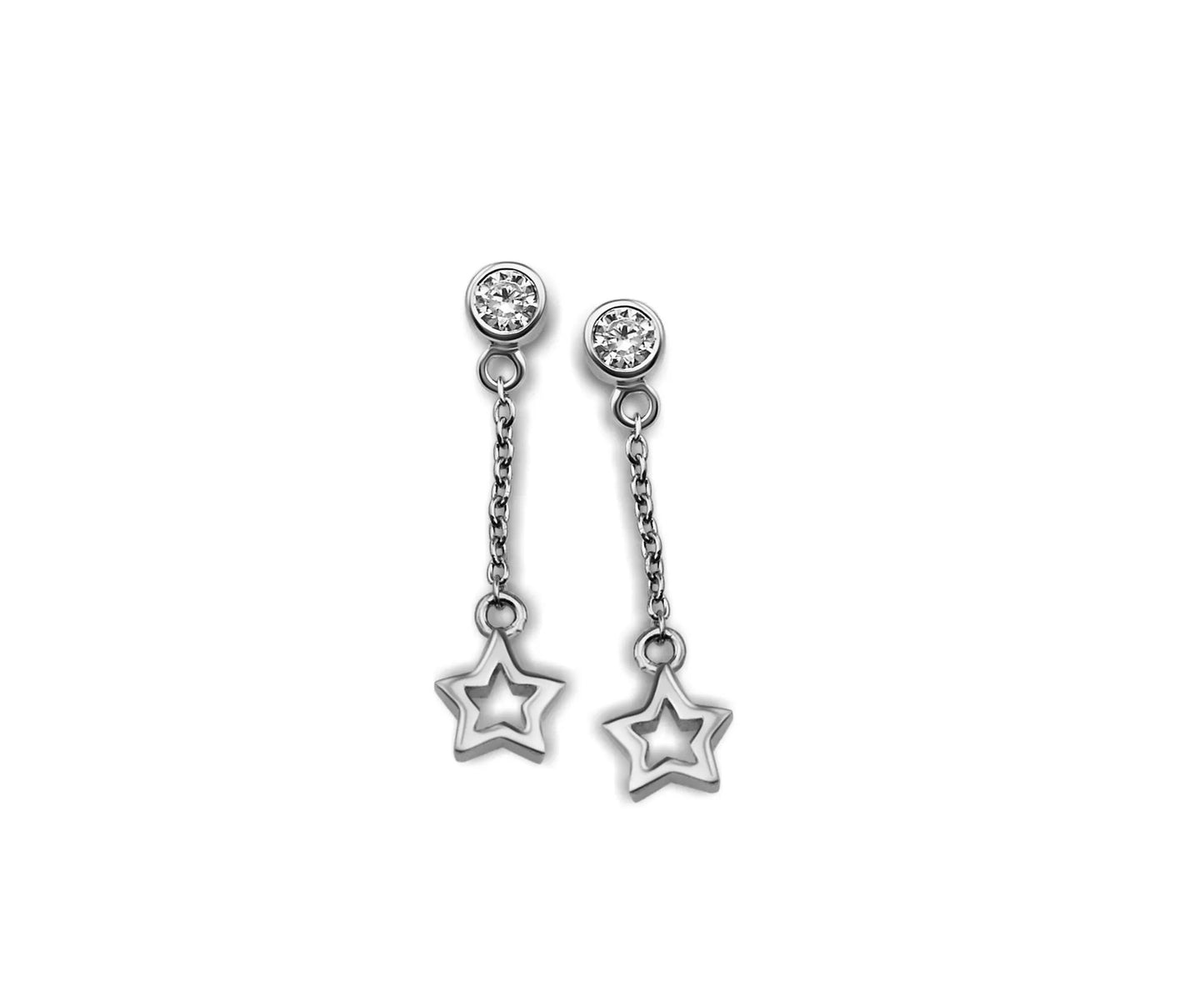 Oorhangers Open Ster aan Ketting Zilver JE007S by Jwls4u