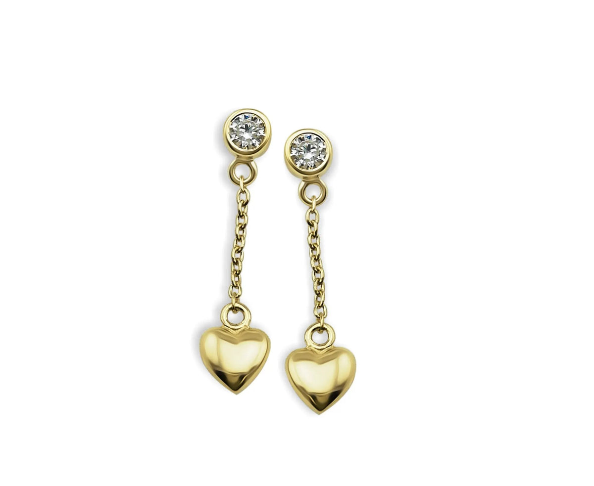 Jwls4u 3D Heart Chain Earrings Gold Plated For Women Gift Idea by Jwls4u
