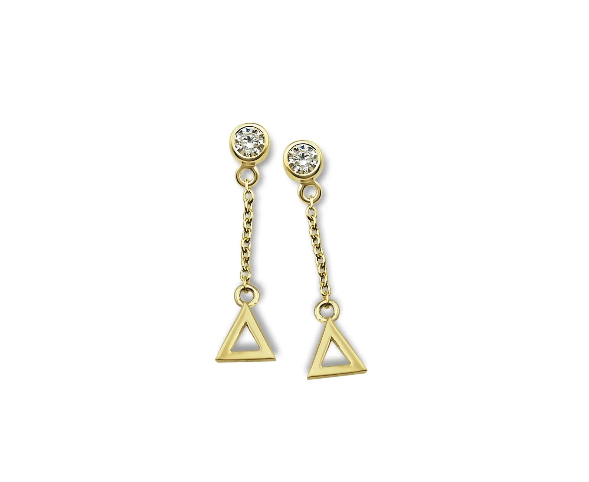 Oorhangers Open Driehoek aan Ketting Goudkleur JE010G by Jwls4u