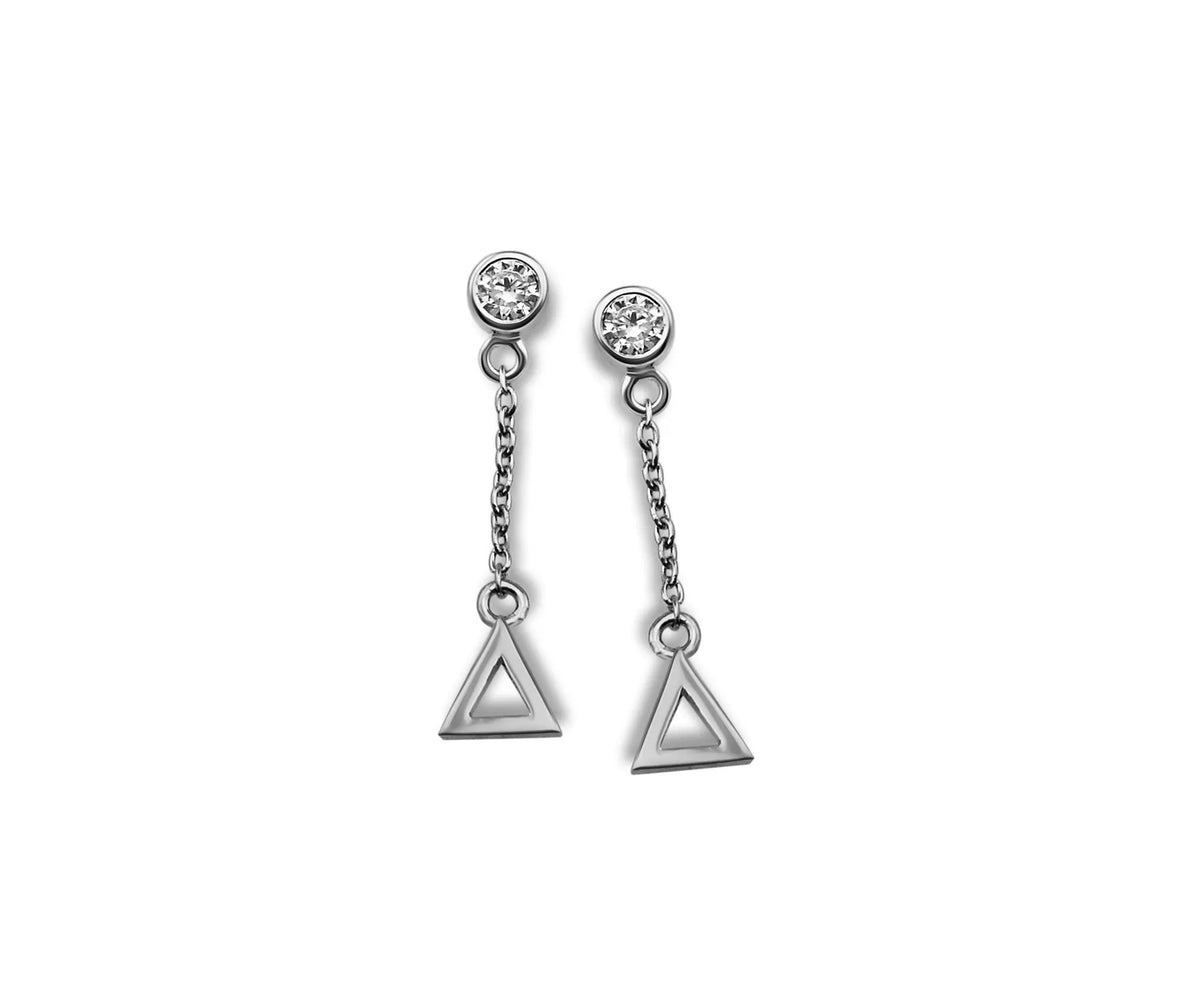 Oorhangers Open Driehoek aan Ketting Zilver JE010S by Jwls4u
