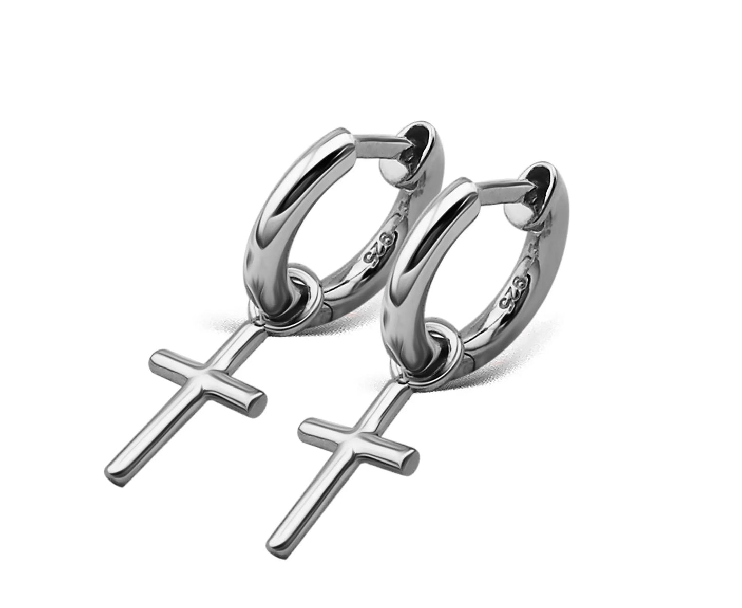 Oorringen met Kruisje Zilver JE013S by Jwls4u