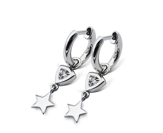 Oorringen Chique met Sterretje Zilver JE017S by Jwls4u
