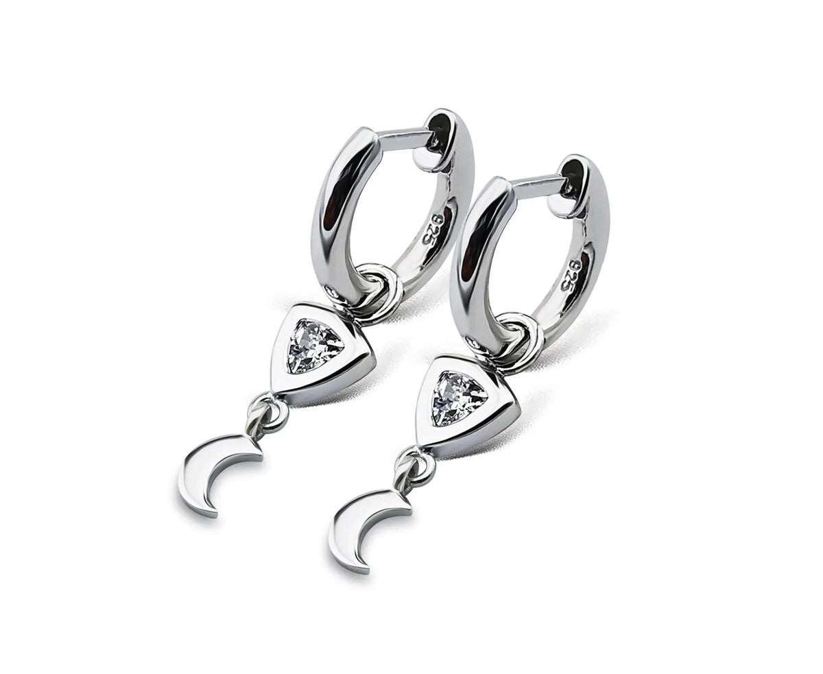 Jwls4u Moon Silver Earrings With Trillion Stone Classic Style For Trendsetters by Jwls4u