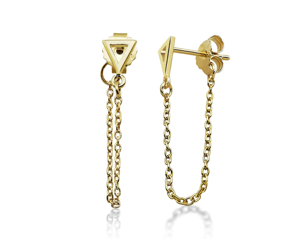 Oorhangers Open Driehoek met Ketting Goudkleur JE023G by Jwls4u