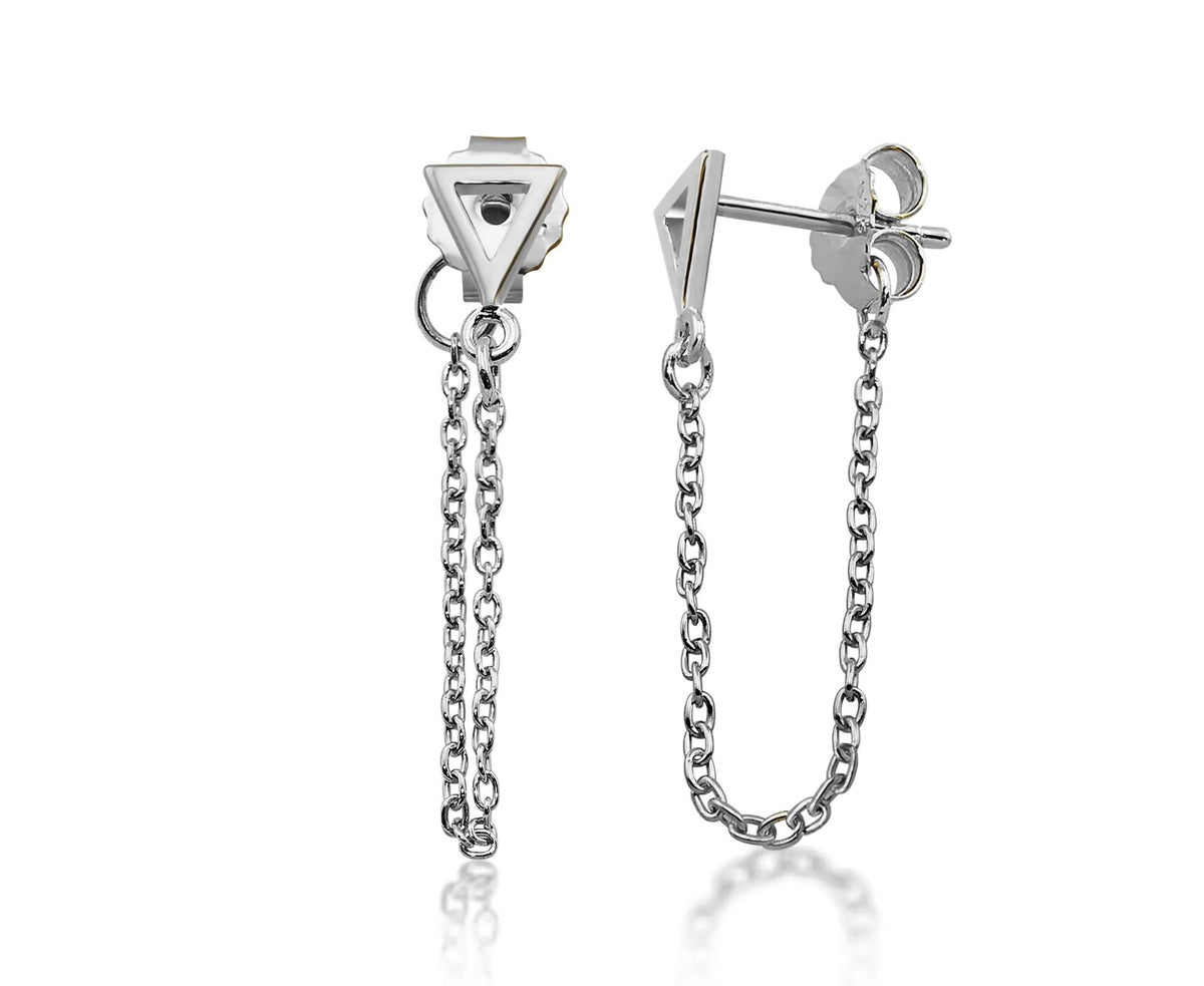 Oorhangers Open Driehoek met Ketting Zilver JE023S by Jwls4u