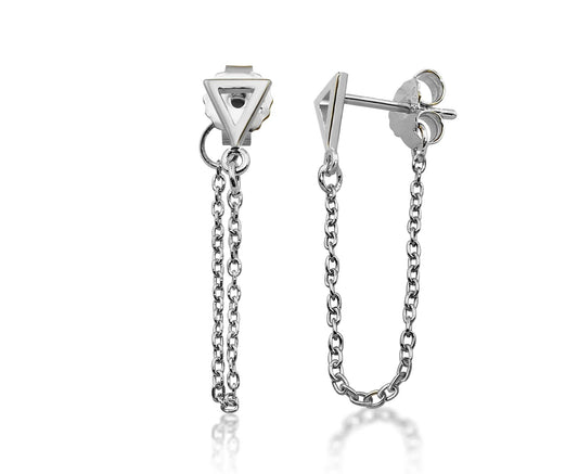 Oorhangers Open Driehoek met Ketting Zilver JE023S by Jwls4u