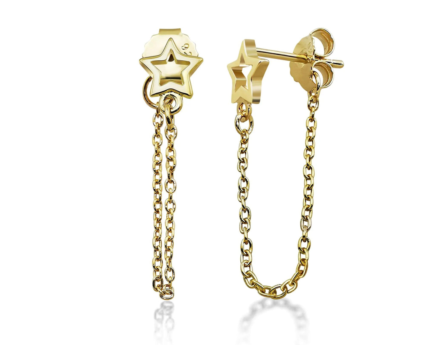 Oorhangers Open Ster met Ketting Goudkleur JE024G by Jwls4u