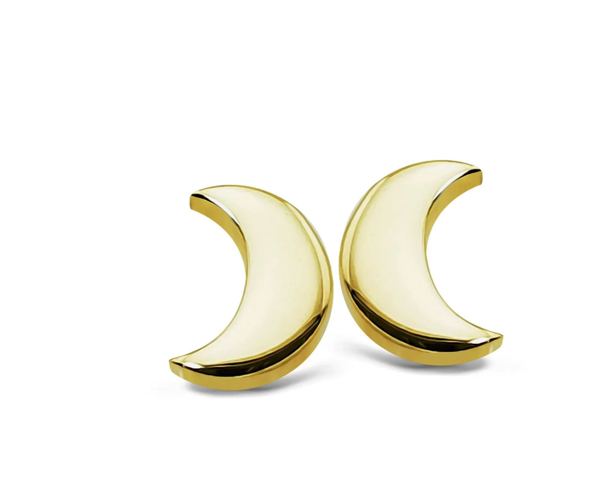 Moon Earrings Gold Tone Studs By Jwls4u For Multiple Piercings by Jwls4u