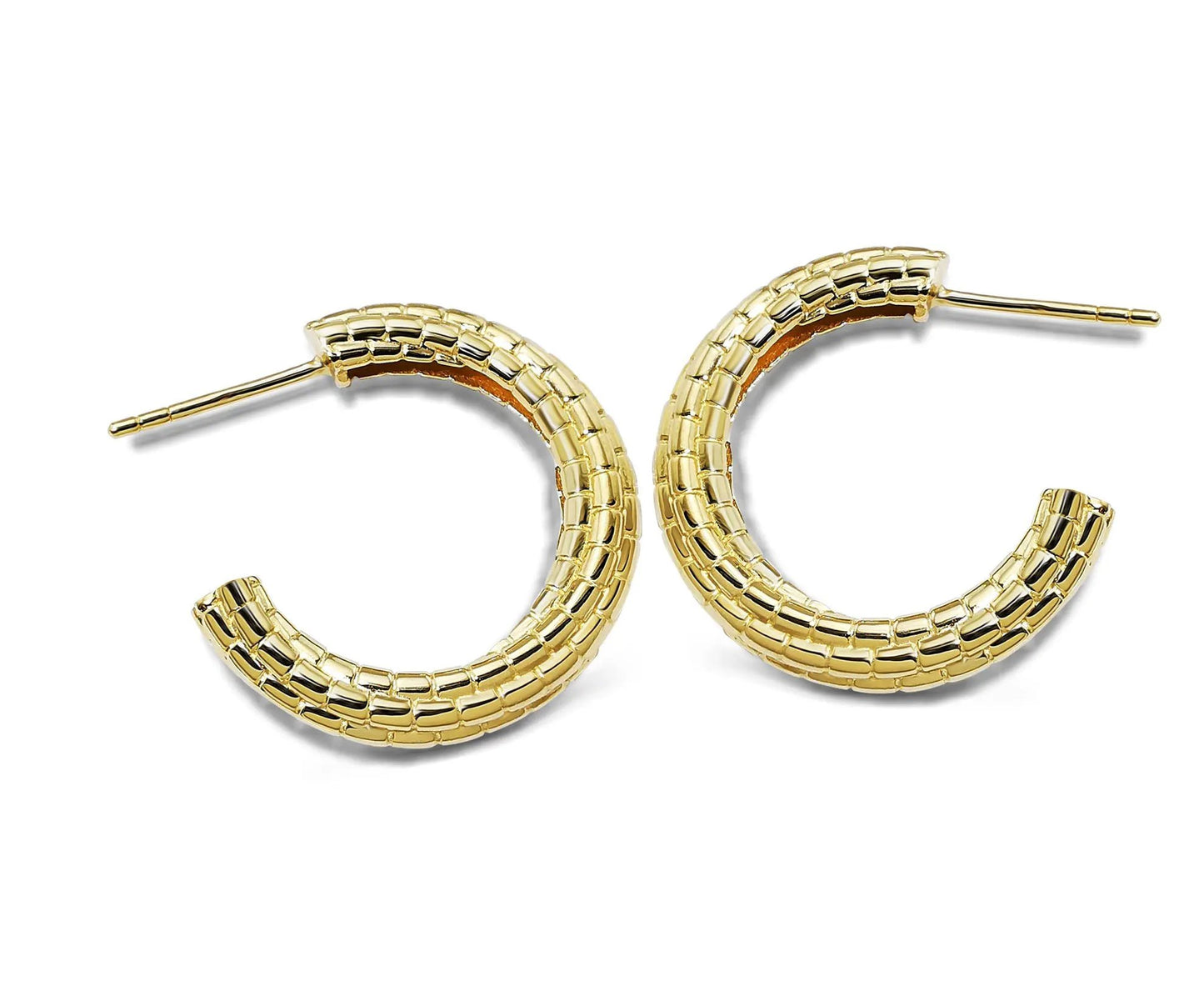 Jwls4u Goldtone Hoop Earrings For Women With Chic Profile Motif 925 Silver by Jwls4u