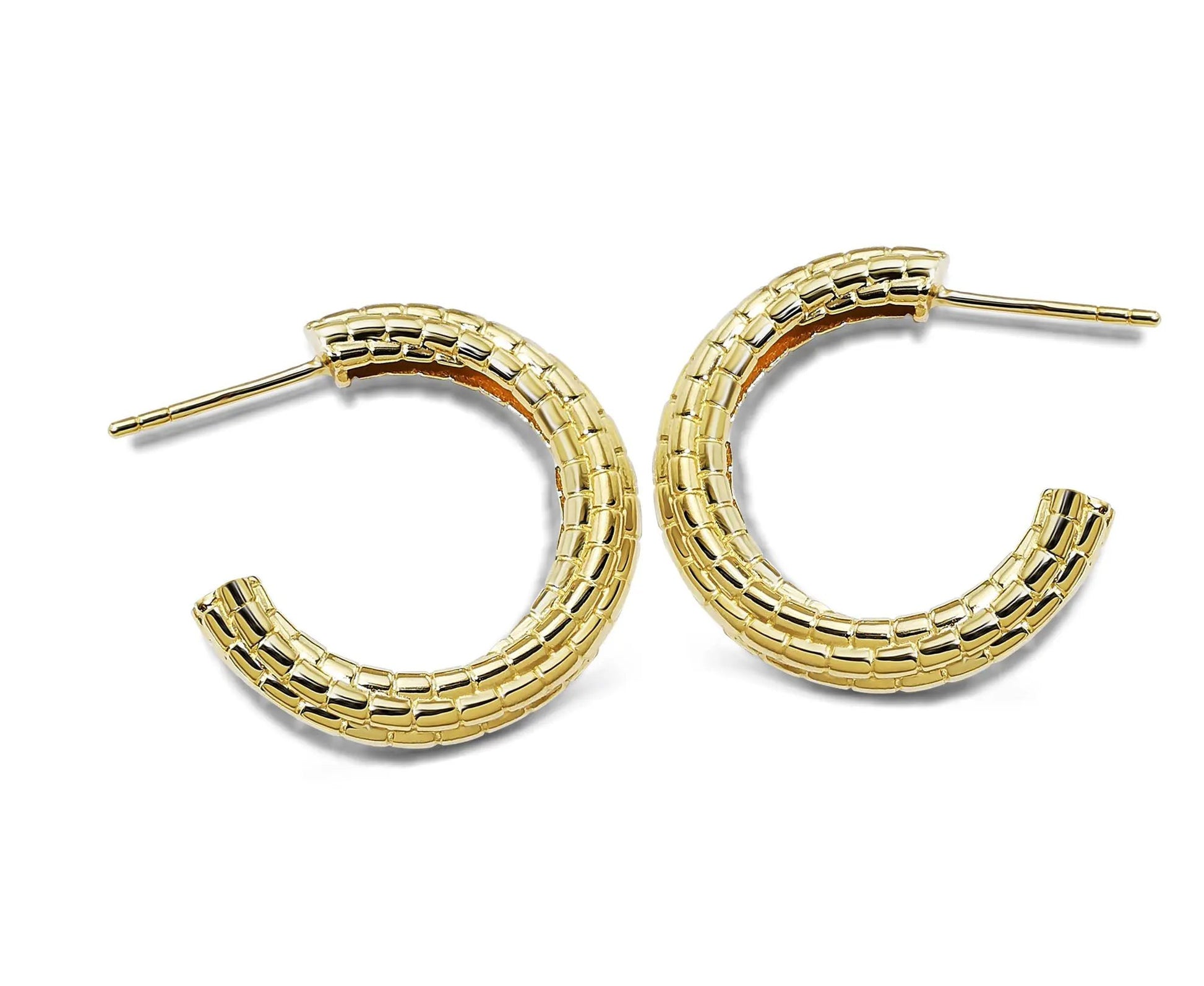 Jwls4u Goldtone Hoop Earrings For Women With Chic Profile Motif 925 Silver by Jwls4u
