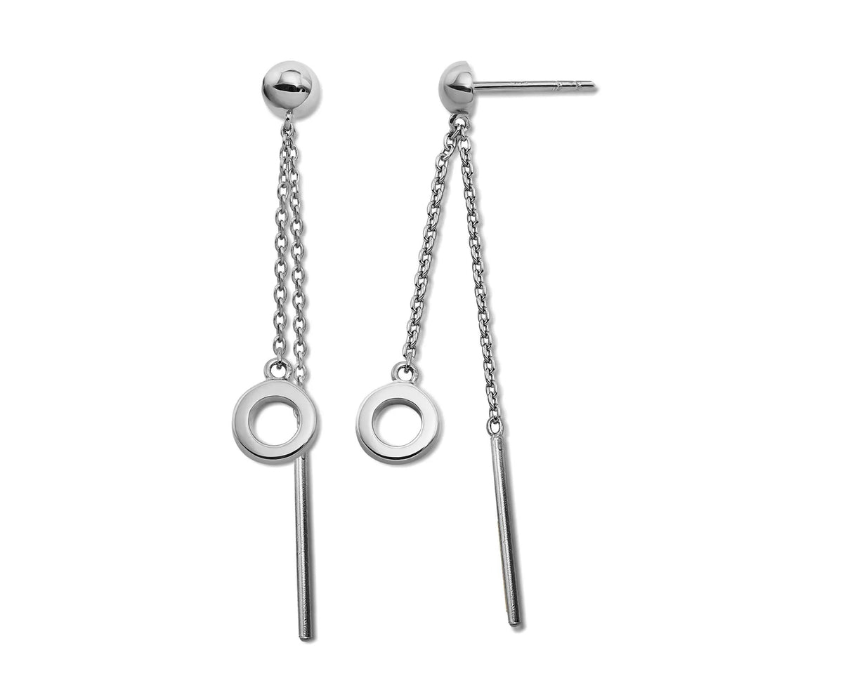 Oorhangers met circel en staafje aan ketting Zilver JE040S by Jwls4u