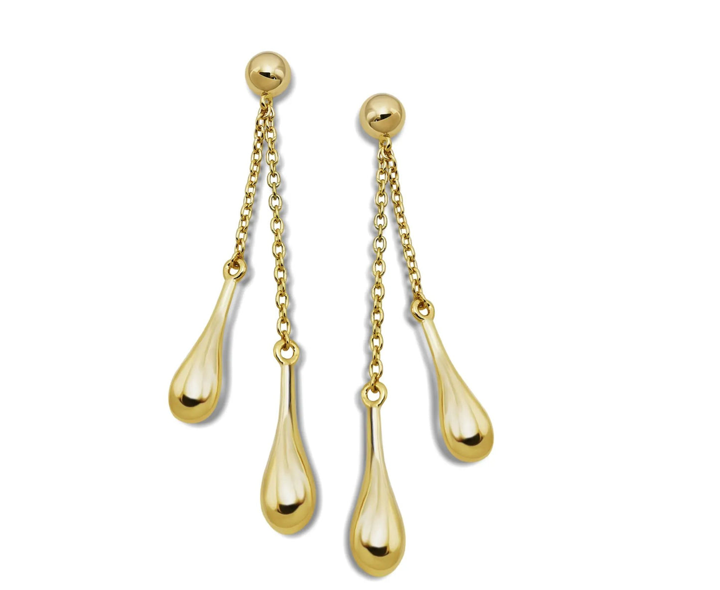Jwls4u Gold Plated Drop Earrings With Chain For Women Trendy Sparkle by Jwls4u
