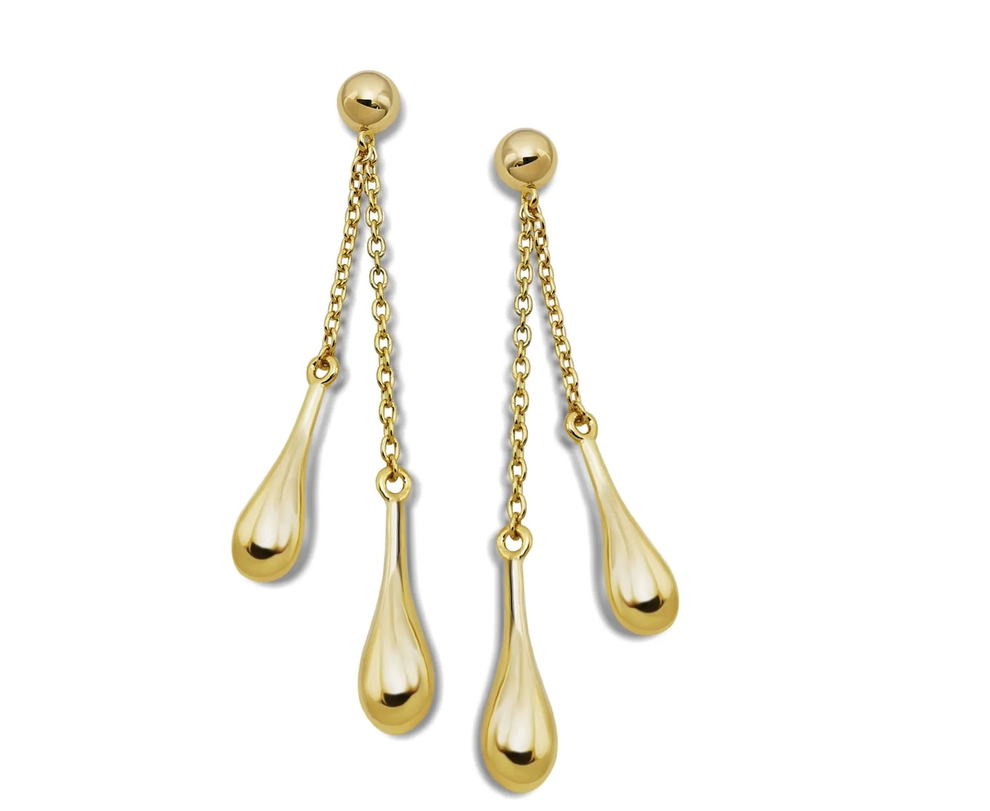 Jwls4u Gold Plated Drop Earrings With Chain For Women Trendy Sparkle by Jwls4u