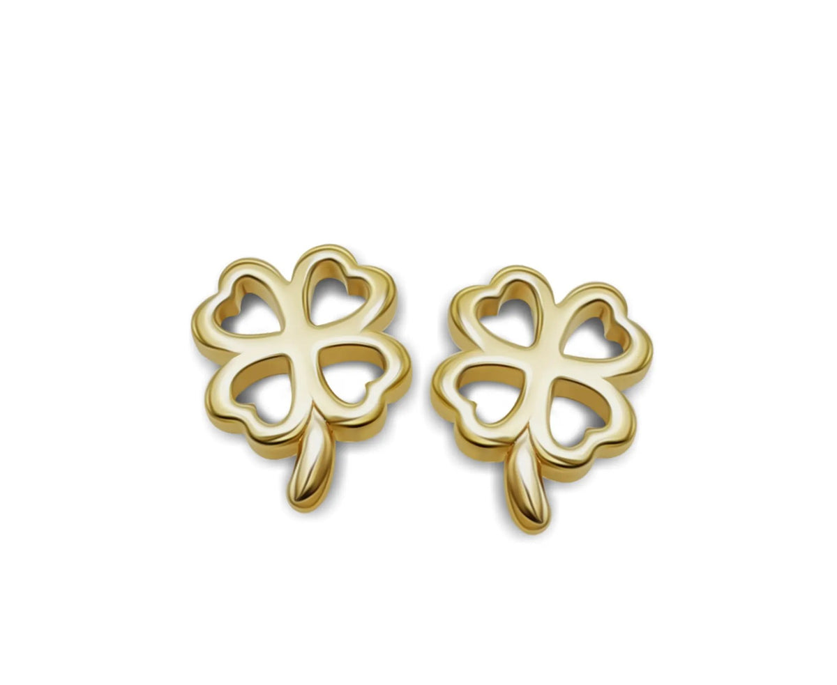 Oorbellen Klavertje Vier Gold-Plated JE054G by Jwls4u