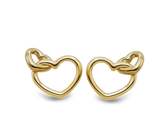 Oorbellen Twee hartjes Goudkleur JE056G by Jwls4u