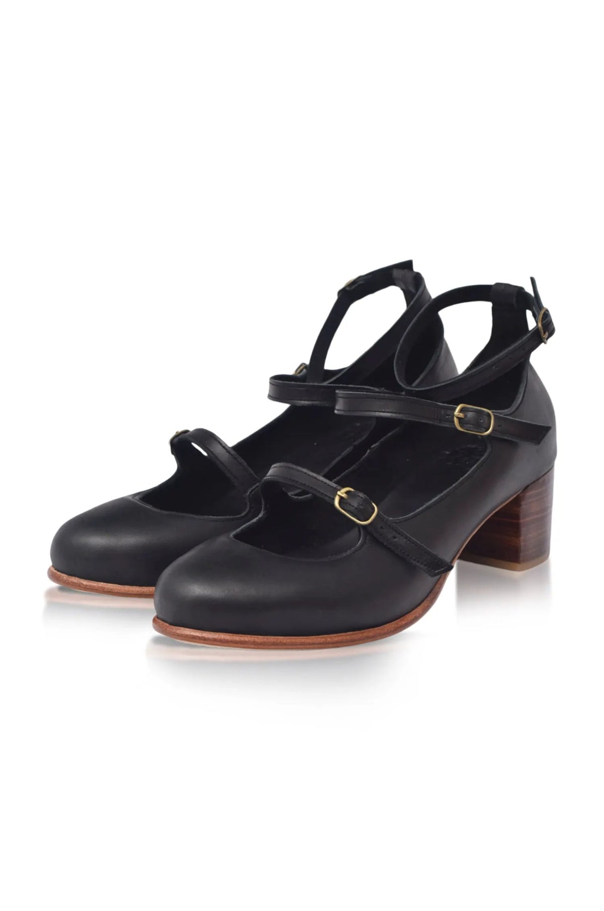 Jardin Block Heel Leather Pumps by ELF
