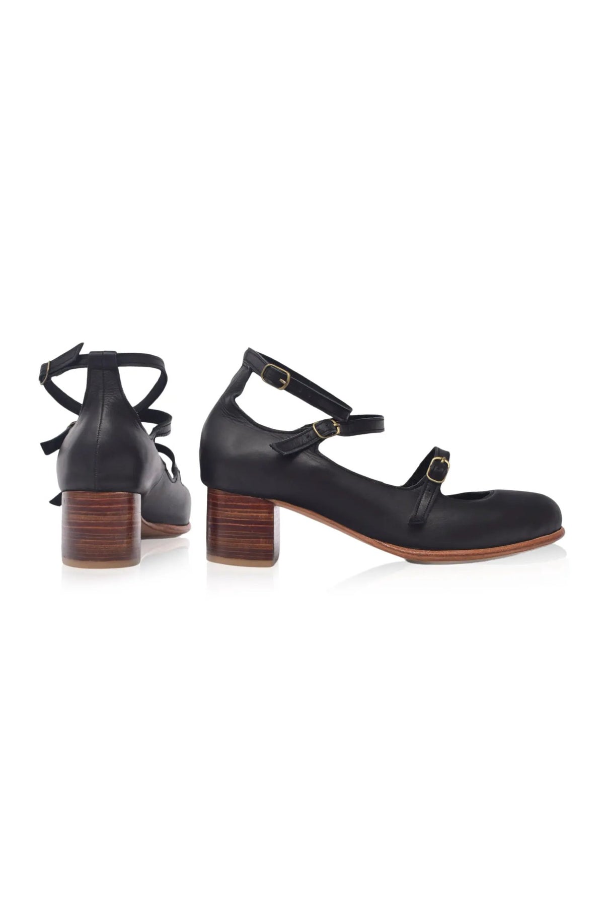Jardin Block Heel Leather Pumps by ELF