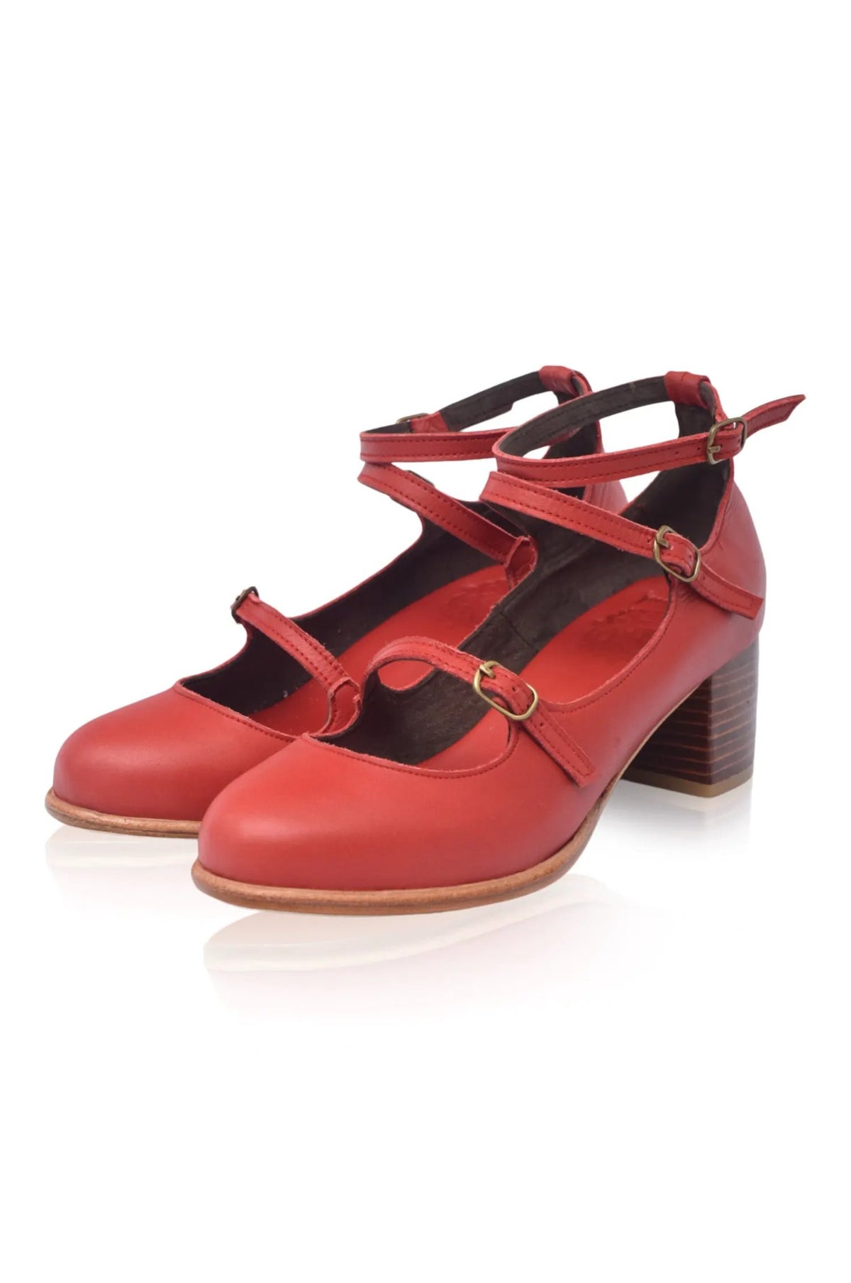 Jardin Block Heel Leather Pumps by ELF