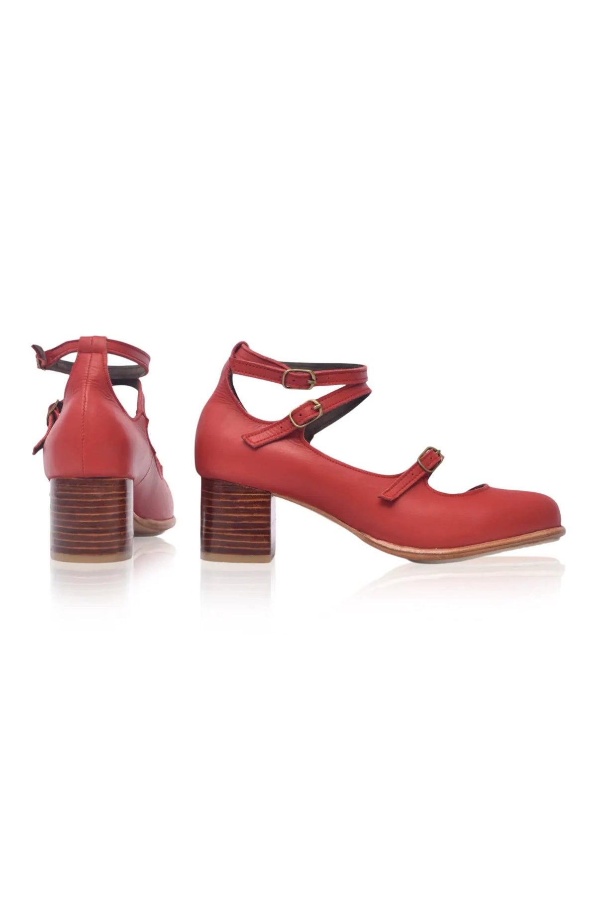 Jardin Block Heel Leather Pumps by ELF