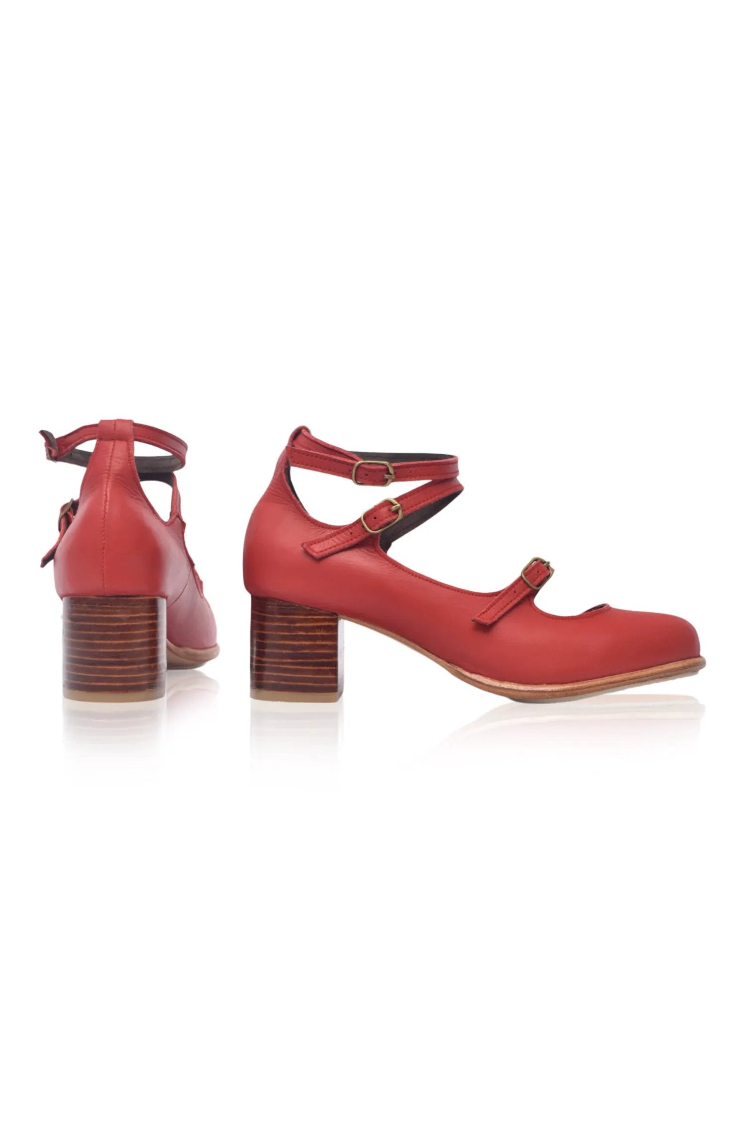 Jardin Block Heel Leather Pumps by ELF