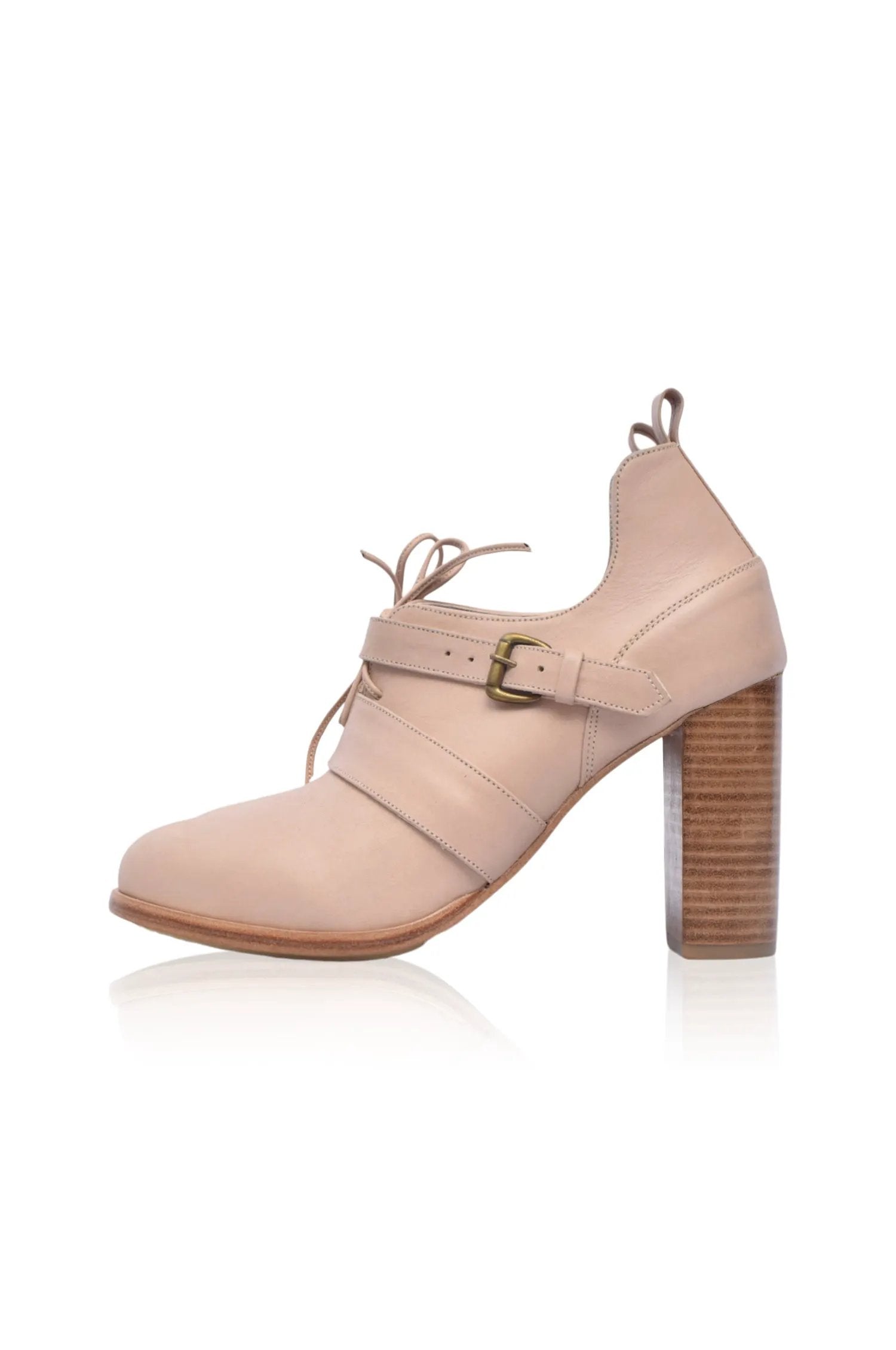 Josephine Lace-Up Leather Heel Booties by ELF