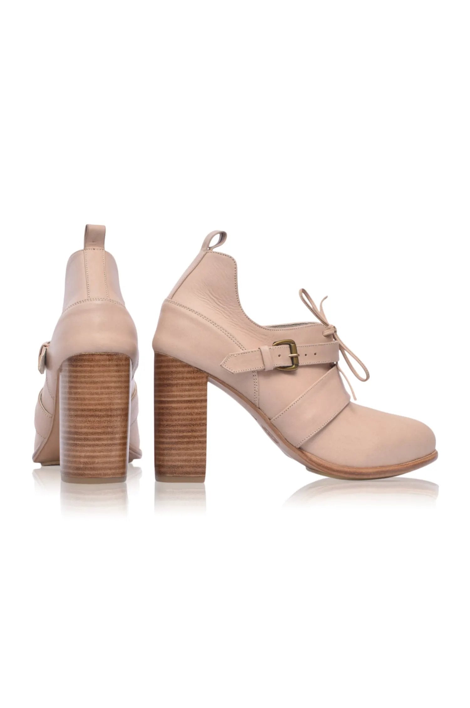 Josephine Lace-Up Leather Heel Booties by ELF
